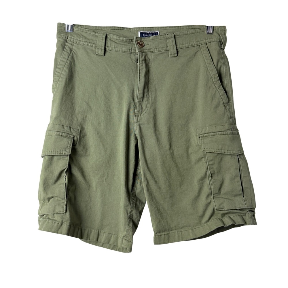 Club Room Cargo Shorts Men Size 32 Olive Green Cotton Utility Hiking Outdoor